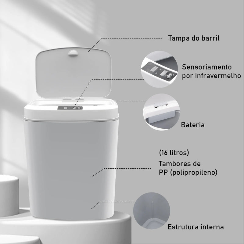 Lata De Lixo Com Sensor De Toque Automático